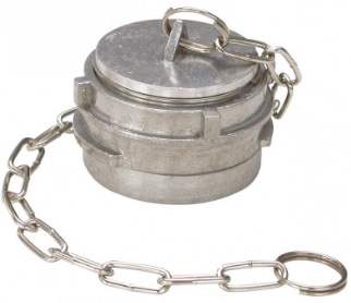 [GU-B-200-AL] Bouchon symétrique avec verrou, avec chaînette, en Aluminium DN50
